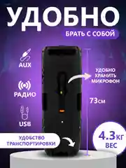 Колонка беспроводная ZQS 8210, с беспроводным микрофоном для караоке, с подсветкой