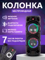 Колонка беспроводная ZQS 8210, с беспроводным микрофоном для караоке, с подсветкой