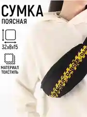 Черная поясная сумка через плечо на молнии для бега, для спорта Danger