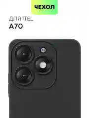 Черный чехол для Itel A70 силиконовый BROSCORP матовый, тонкий, с бортиком- защитой вокруг камер