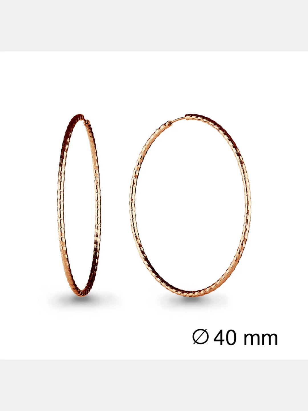 Серьги-конго из серебра с алмазной обработкой 925 пробы, диаметр 15- 50 мм