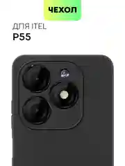 Черный чехол для Itel P55,  Itel P55 Plus силиконовый BROSCORP матовый с бортиком- защитой камер