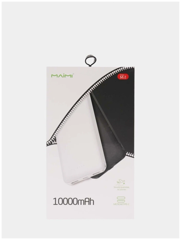 Повербанк для быстрой зарядки MAIMI Mi1 10000mAh 2USB/Micro/Type-C (Черный)