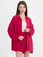 Красный костюм с шортами летний оверсайз