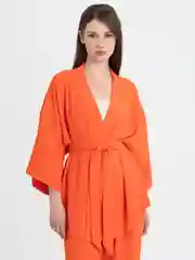 Оранжевый костюм женский,брючный летний кимоно оверсайз
