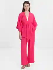 Фуксия костюм женский,брючный летний кимоно оверсайз