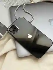 Черный чехол для iPhone 11, со стеклянной панелью и защитой камеры