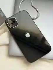 Черный чехол для iPhone 11, со стеклянной панелью и защитой камеры