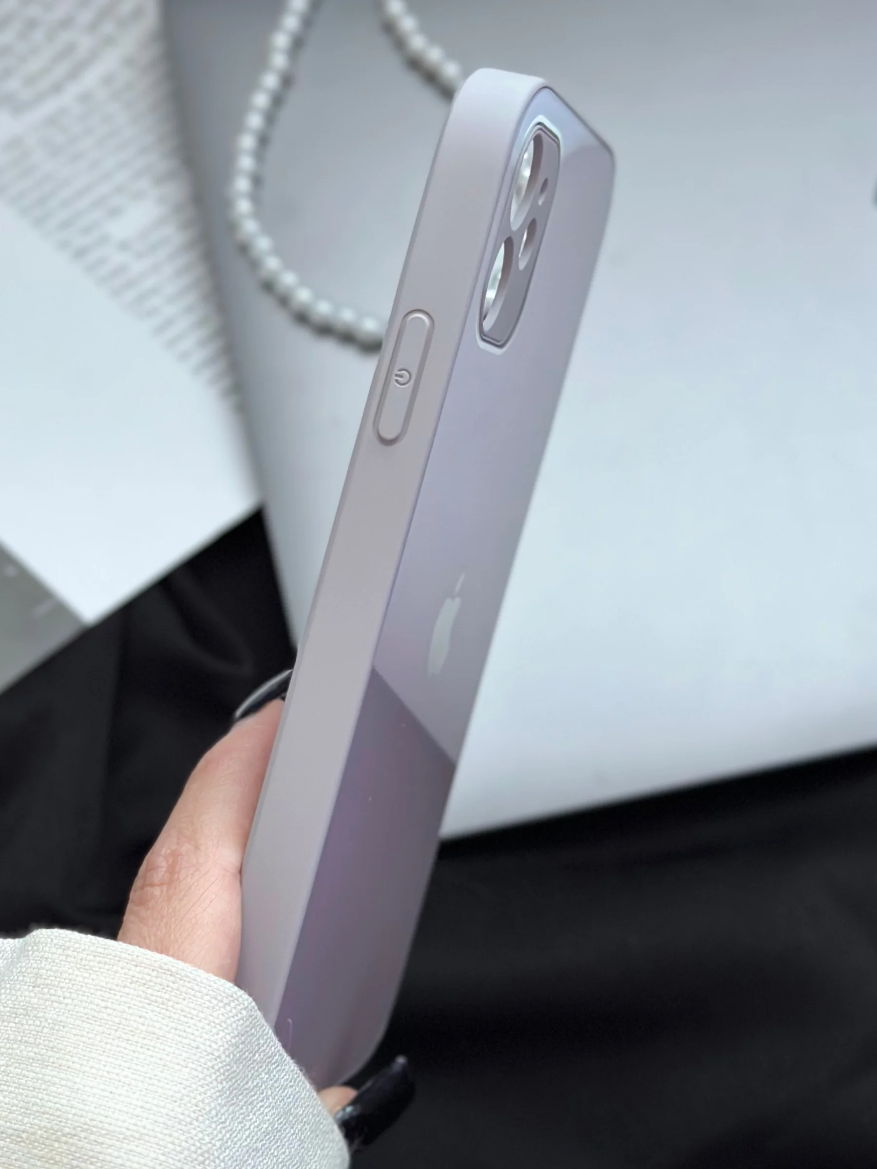 Бежевый меланж чехол для iPhone 11, со стеклянной панелью и защитой камеры