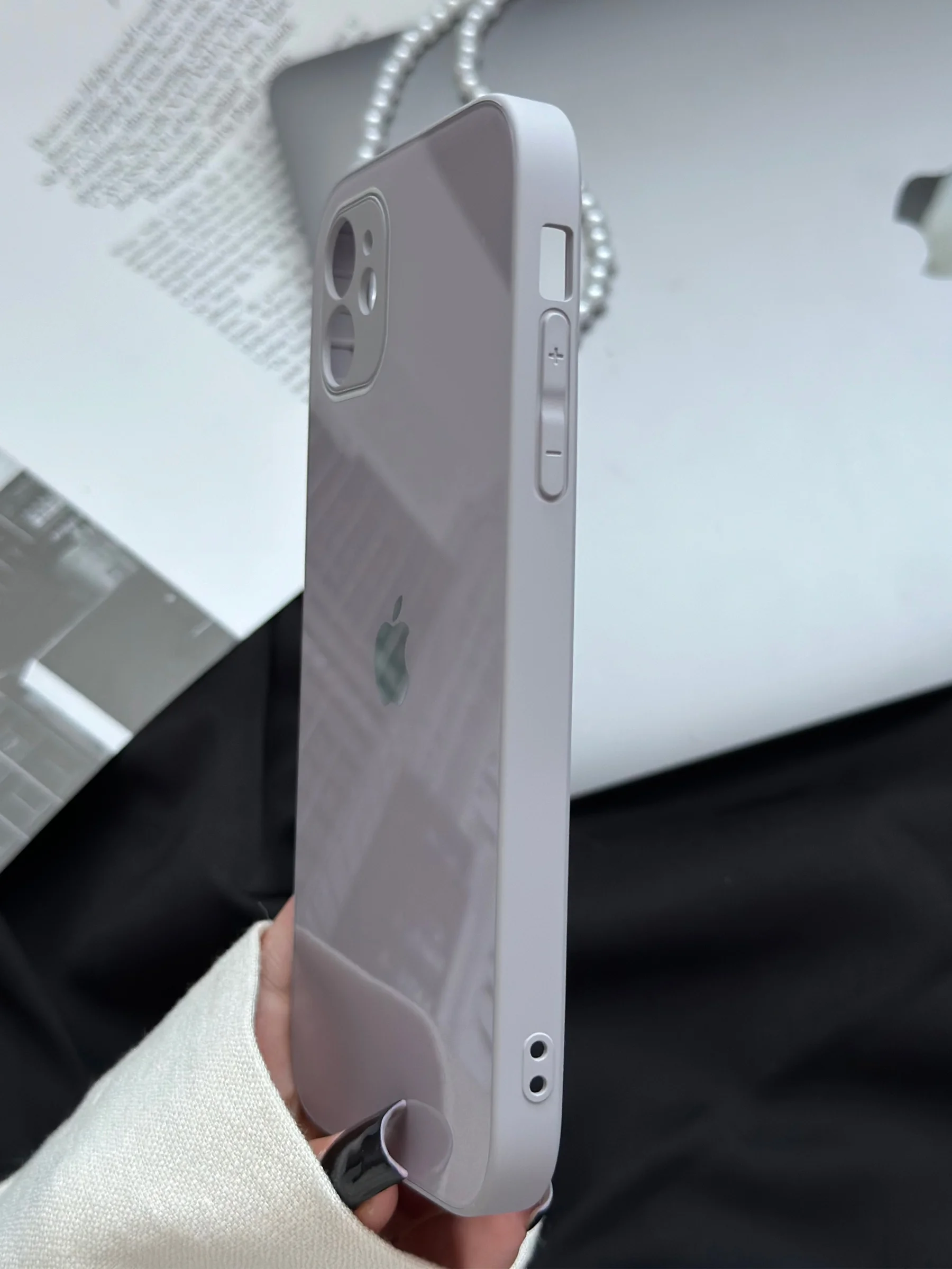 Бежевый меланж чехол для iPhone 11, со стеклянной панелью и защитой камеры