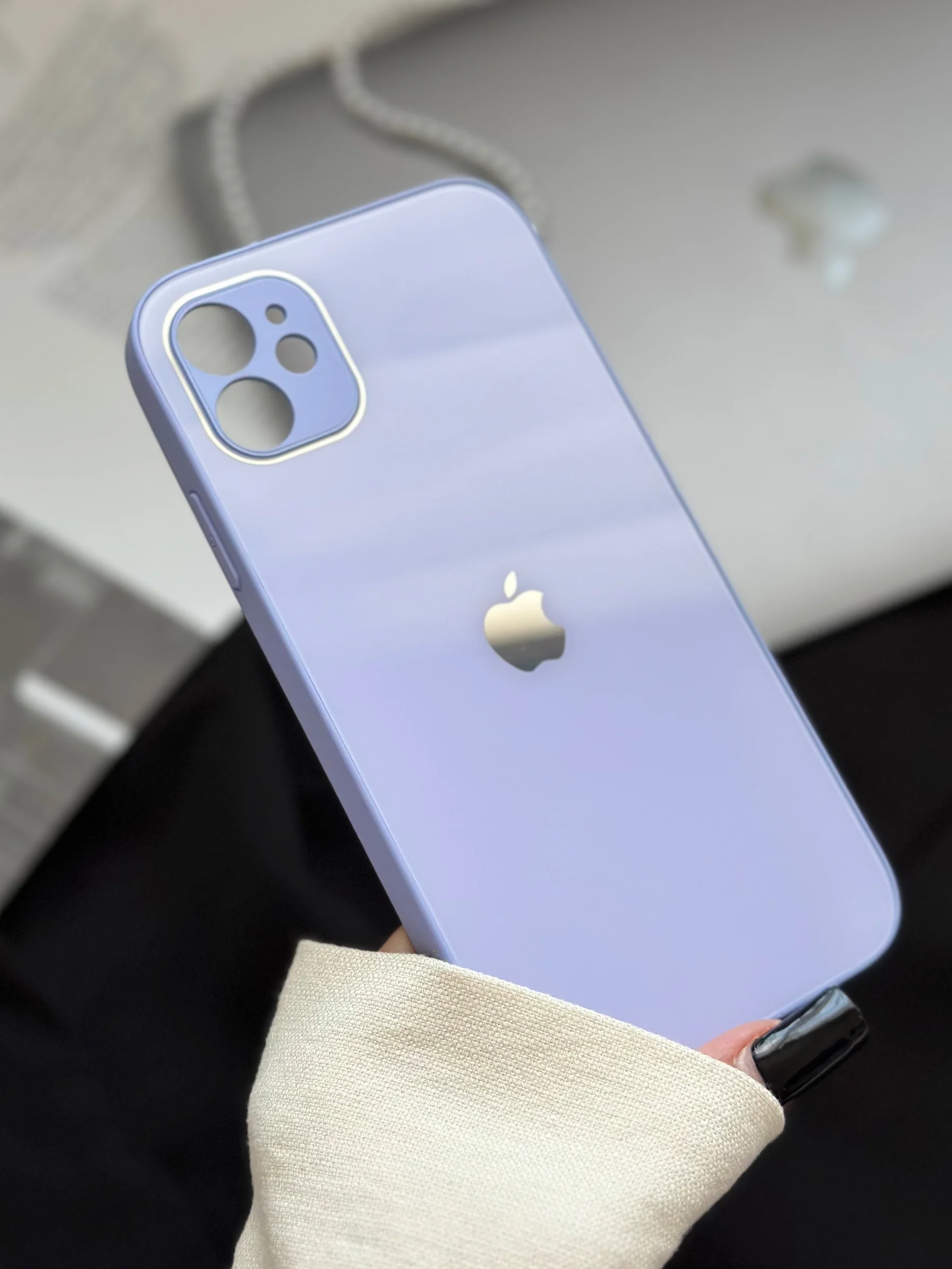 Белый чехол для iPhone 11, со стеклянной панелью и защитой камеры
