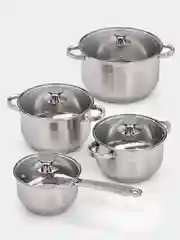 Набор кастрюль из нержавеющей стали с ковшиком 6,2л, 3,9л, 2,9л, 1,7л AQRA