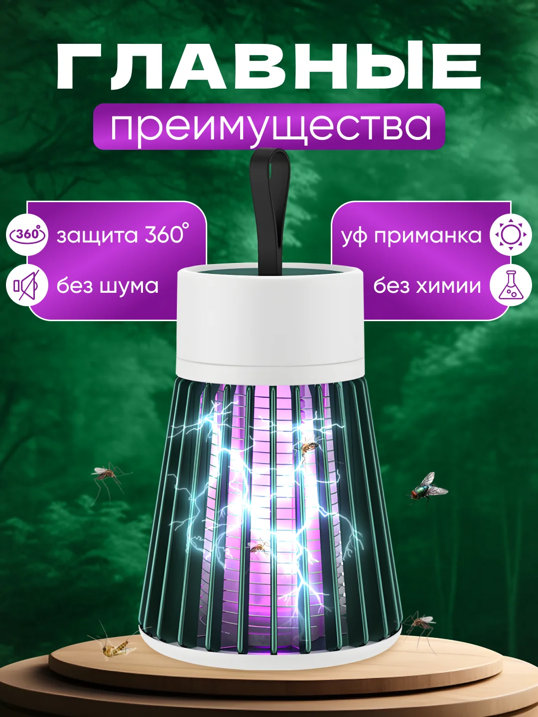 Серый анти москитная Лампа от насекомых / ловушка от комаров / электрическая лампа от комаров