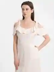 Бежевый платье женское льняное, летнее