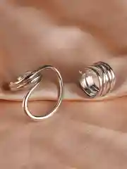 Серебряный комплект женских объемных колец в форме спирали, набор из 2 штук