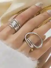 Серебряный комплект женских объемных колец в форме спирали, набор из 2 штук