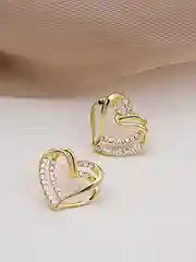 Женские серьги - гвоздики в виде сердца со стразами
