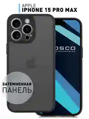 Черный чехол для iPhone 15 / 15 Plus / 15 Pro / 15 Pro Max пластик с силиконовой окантовкой, ROSCO