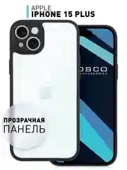 Белый чехол для iPhone 15 / 15 Plus / 15 Pro / 15 Pro Max пластик с силиконовой окантовкой, ROSCO