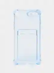 Синий чехол для iPhone  7Plus, 8Plus, ( Айфон 7 Плюс, 8 Плюс) с карманом для карт, прозрачный