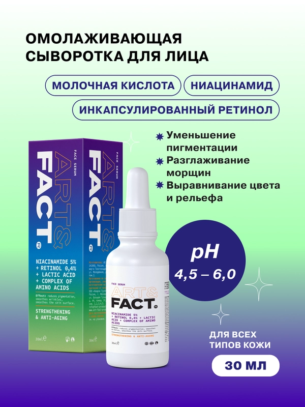Омолаживающая сыворотка для лица с ниацинамидом и инкапсулированным ретинолом ART&FACT