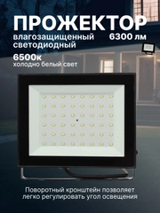 Прожектор светодиодный СДО-7 70Вт 230В 6500К IP65 черн. IN HOME