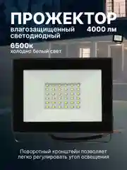 Прожектор светодиодный СДО-7 50Вт 230В 6500К IP65 черный IN HOME