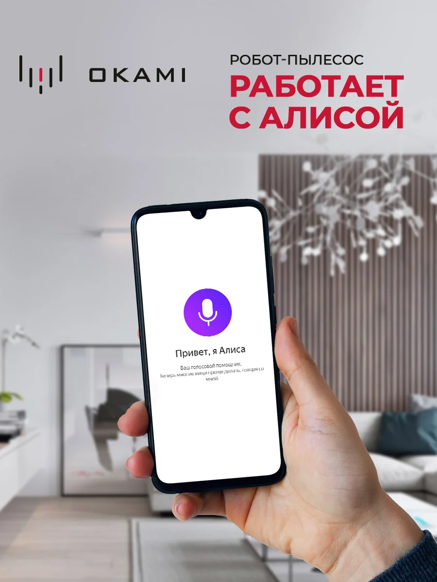 Черный робот пылесос с влажной и сухой уборкой OKAMI R120