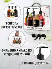 Набор сиропов Spoom №17 Французская карамель, Ваниль, Шоколад, 3 х 250 мл, 3 дозатора