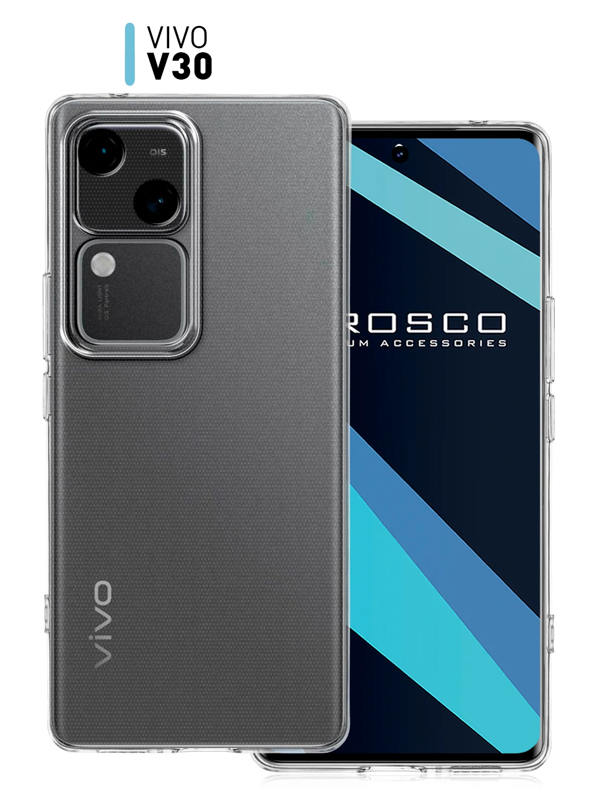 Прозрачный чехол для Vivo V30/ V30 Lite 4G силиконовый ROSCO матовый/ прозрачный, бортик защита камер