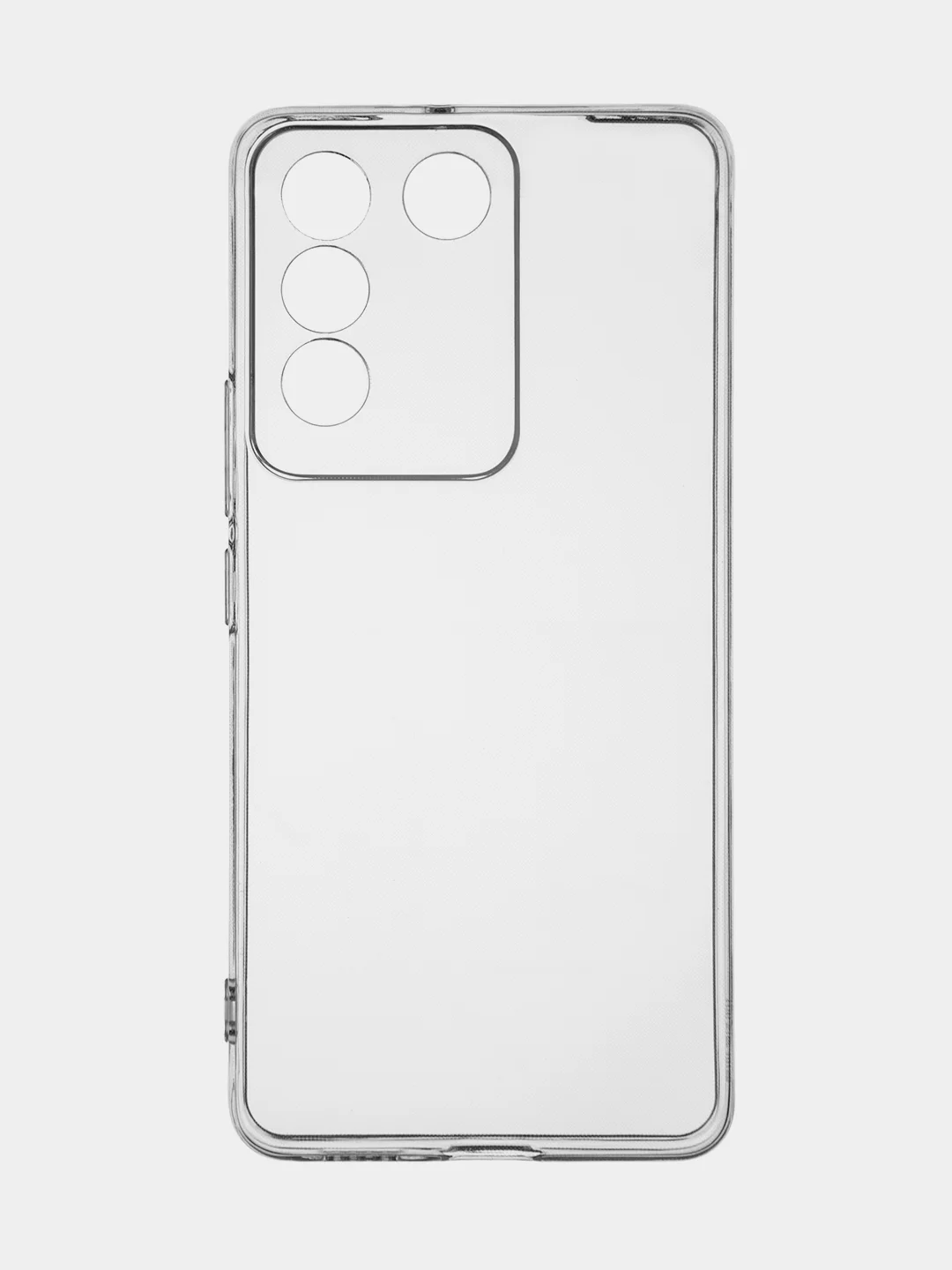 Прозрачный чехол для Vivo V27e силиконовый ROSCO прозрачный с бортиком, защитой камер и от прилипания