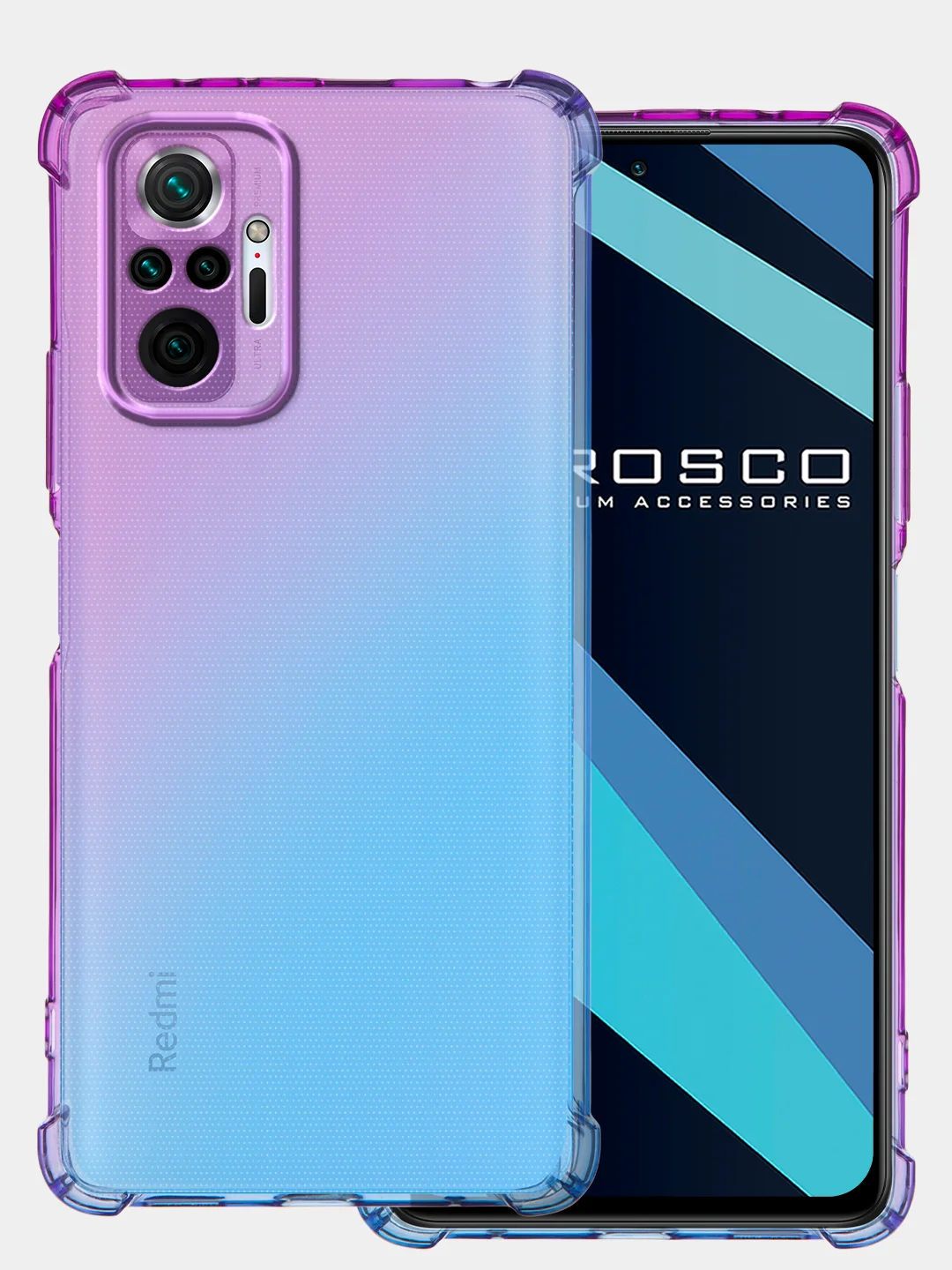 Синий противоударный чехол для Xiaomi Redmi Note 10 Pro силиконовый ROSCO с усиленными углами