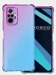 Синий противоударный чехол для Xiaomi Redmi Note 10 Pro силиконовый ROSCO с усиленными углами