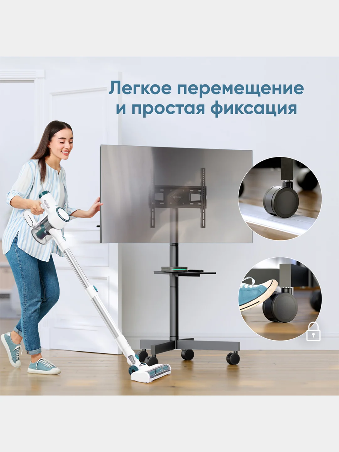 Черный cтойка для телевизора 26"-55" ONKRON TS1131 напольная, до 35 кг