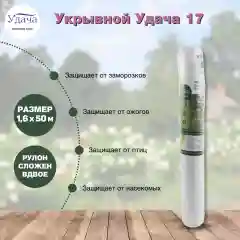 Удача укрывной материал для укрытия рассады 17 1,6х50м, свернутый 0,8м
