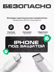 Зарядка быстрая для iPhone: блок Type-C 20W, кабель Type-C - Lightning, 1м
