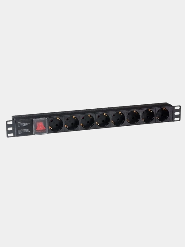 Блок розеток горизонтальный ExeGate ServerPro PDU-19H801 Al-8S-C14-SW 19", 1U, 8 Schuko,