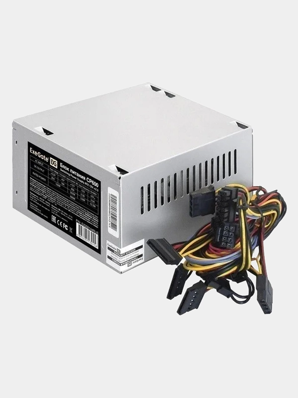Блок питания 600W ExeGate CP600 (ATX, 8cm fan, 24pin, (4+4)pin, PCI-E, 3xSATA, 2xIDE)