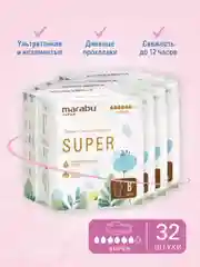 Ультратонкие прокладки 4 уп * 8 шт, MARABU супер, 290 мм