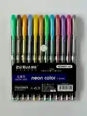 Аметистовый ручки гелевые цветные "Neon color" набор 12 шт, блестящие, с блестками, неоновые, пастель
