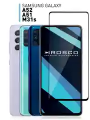 1-2 шт стекло для Samsung Galaxy A51/ A52/ M31s защитное ROSCO олеофобное c черной рамкой