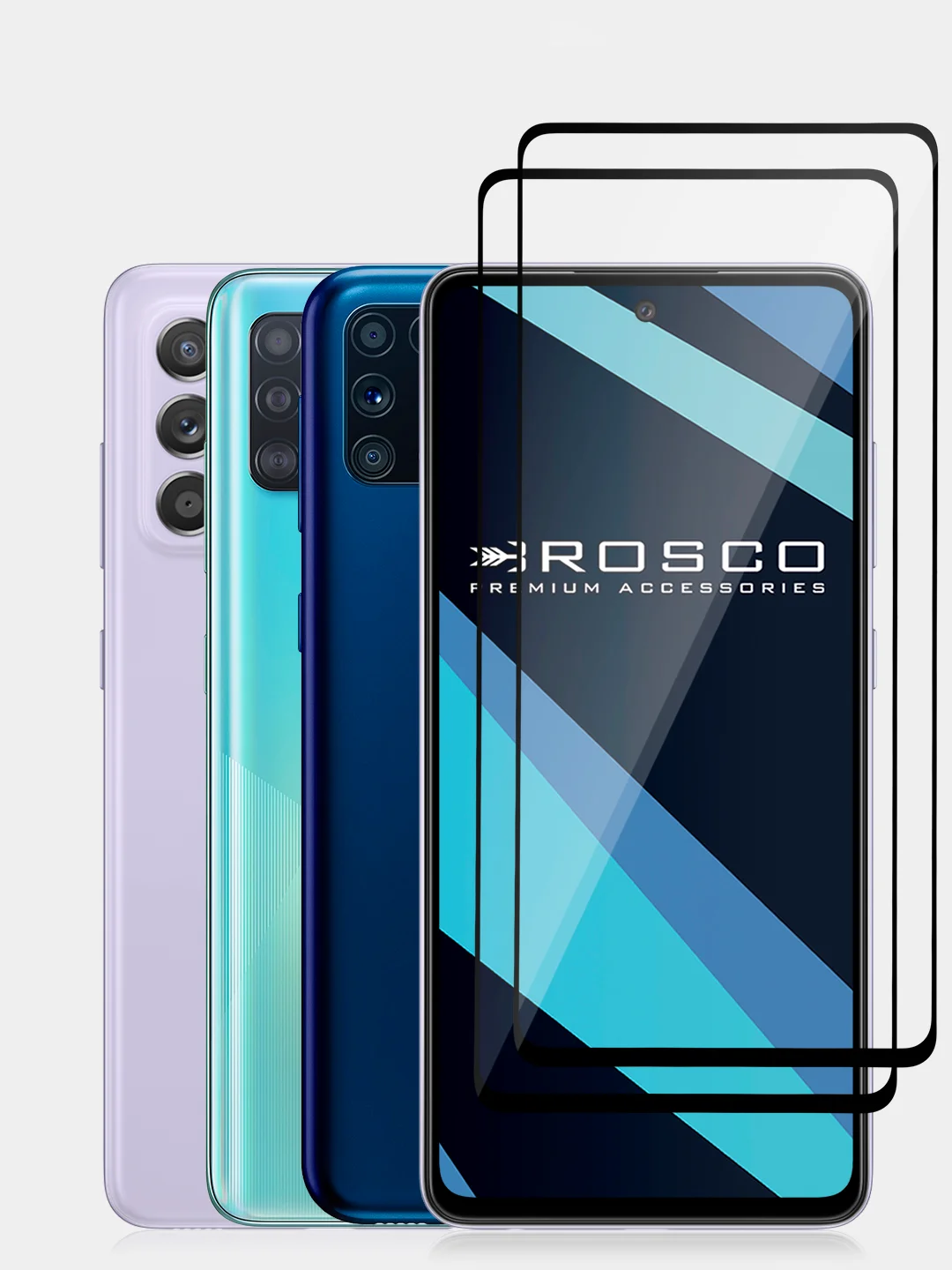 1-2 шт стекло для Samsung Galaxy A51/ A52/ M31s защитное ROSCO олеофобное c черной рамкой