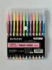 Розовый ручки гелевые цветные "Neon color" набор 12 шт, блестящие, с блестками, неоновые, пастель