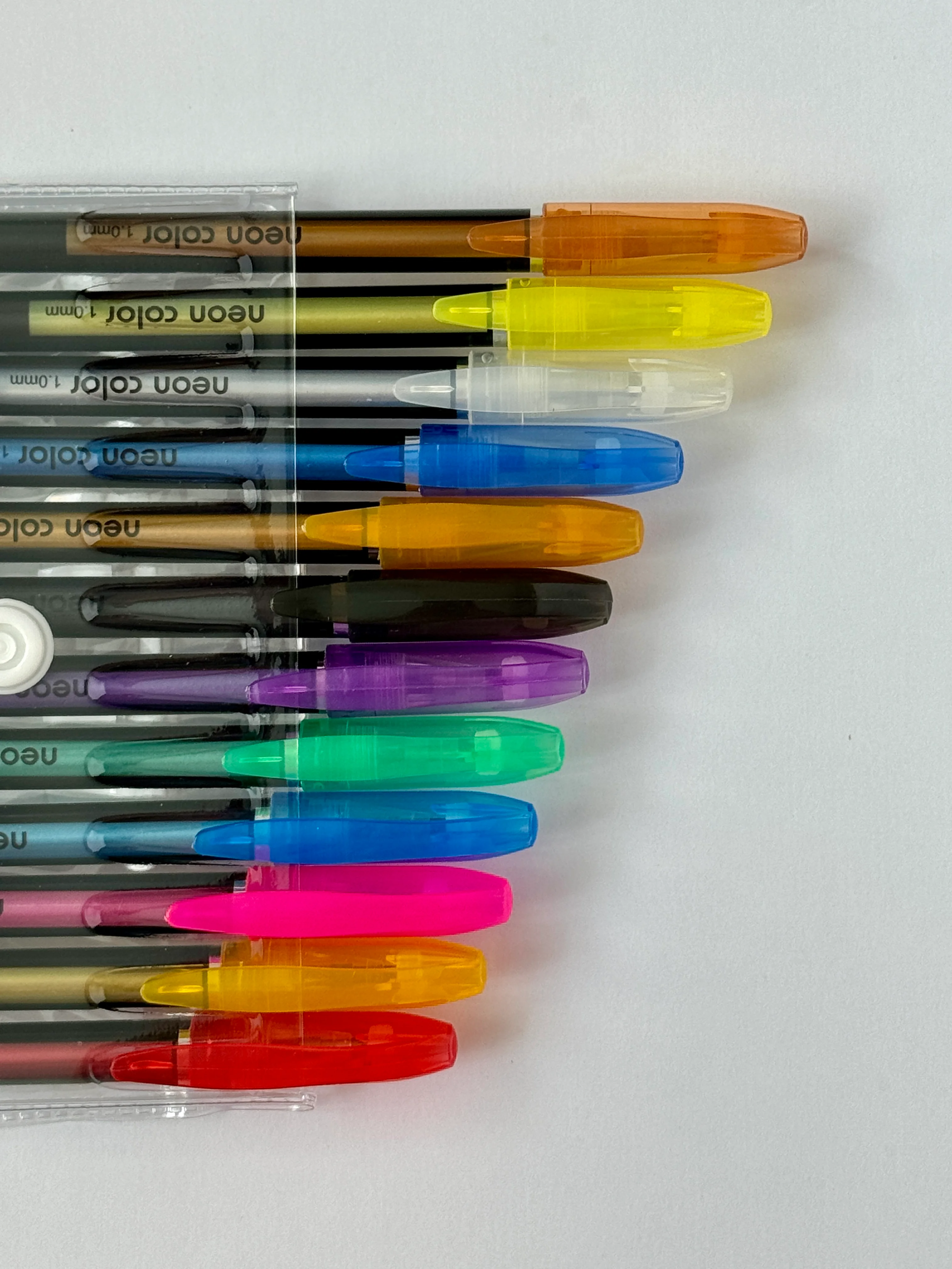 Бирюзовый ручки гелевые цветные "Neon color" набор 12 шт, блестящие, с блестками, неоновые, пастель