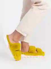 Желтый тапочки домашние, женские, мужские, меховые