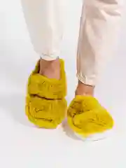 Желтый тапочки домашние, женские, мужские, меховые