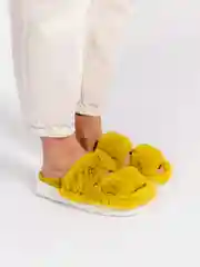 Желтый тапочки домашние, женские, мужские, меховые