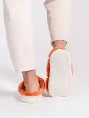 Оранжевый тапочки домашние, женские, мужские, меховые