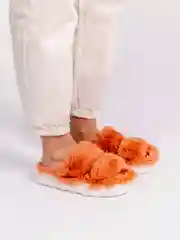 Оранжевый тапочки домашние, женские, мужские, меховые