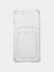 Чехол для iPhone  7Plus, 8Plus, ( Айфон 7 Плюс, 8 Плюс) с карманом для карт, прозрачный